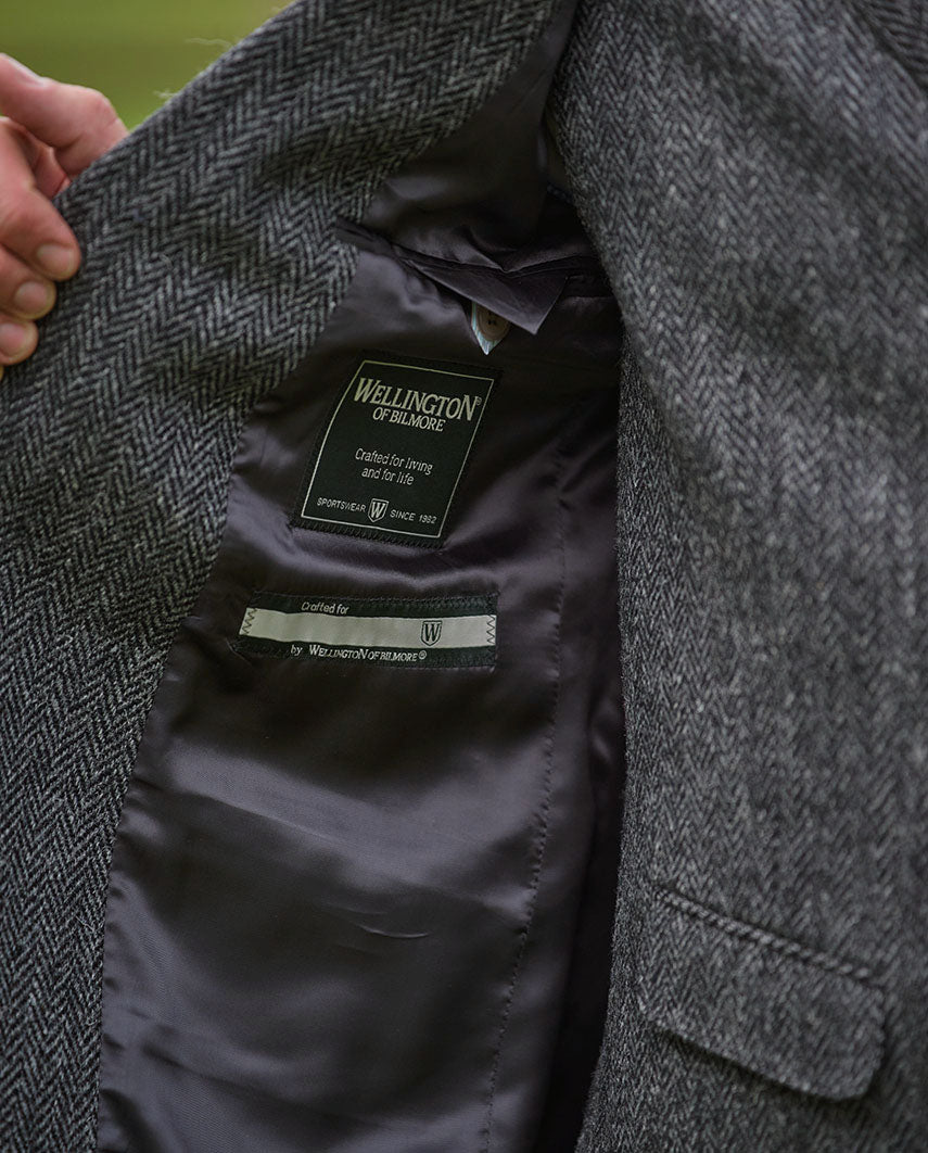 Harris Tweed Sakko "London" in anthra Herringbone
