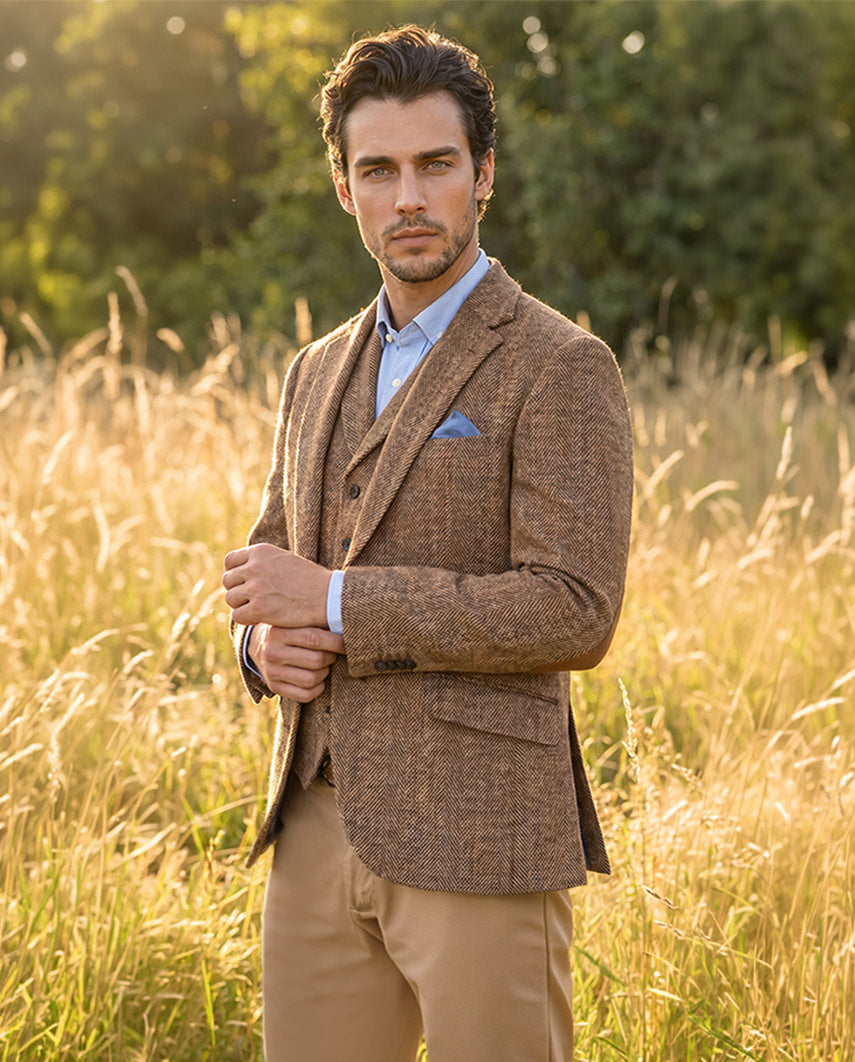 Harris Tweed Sakko "London" in Herringbone Check