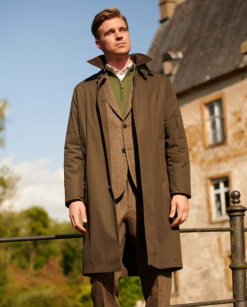 Men's olive overcoat best sale