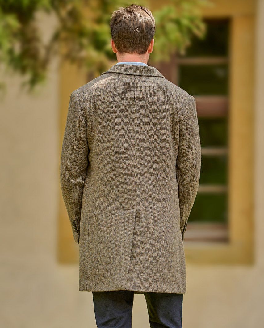 Herren Tweedmantel ''Howard'' in green Hill Tweed