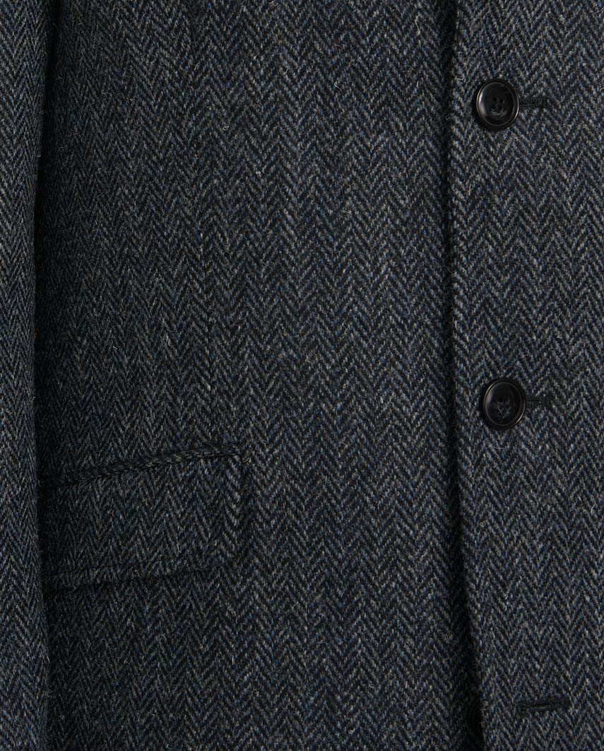 Harris Tweed Herrenmantel „Southhampton“ – Seastone Navy Herringbone