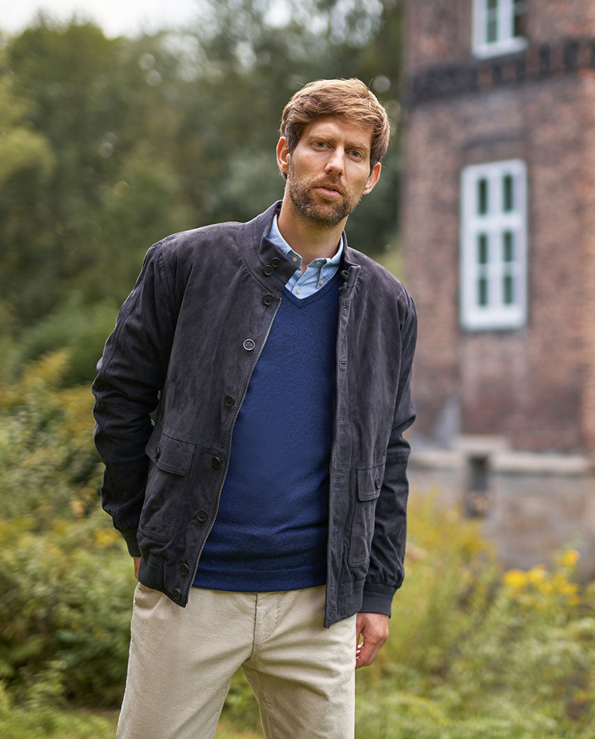 Lederblouson "Winner" für Herren in navy