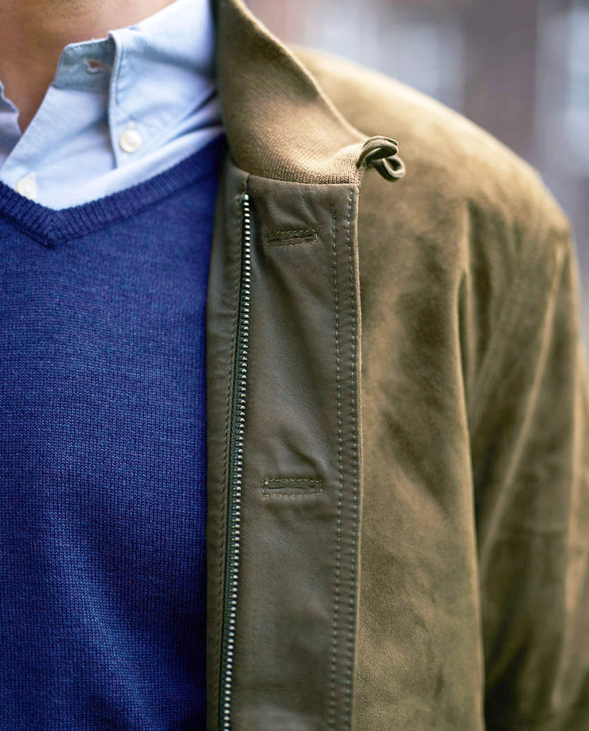 Men's leather blouson ''Winner'' in olive