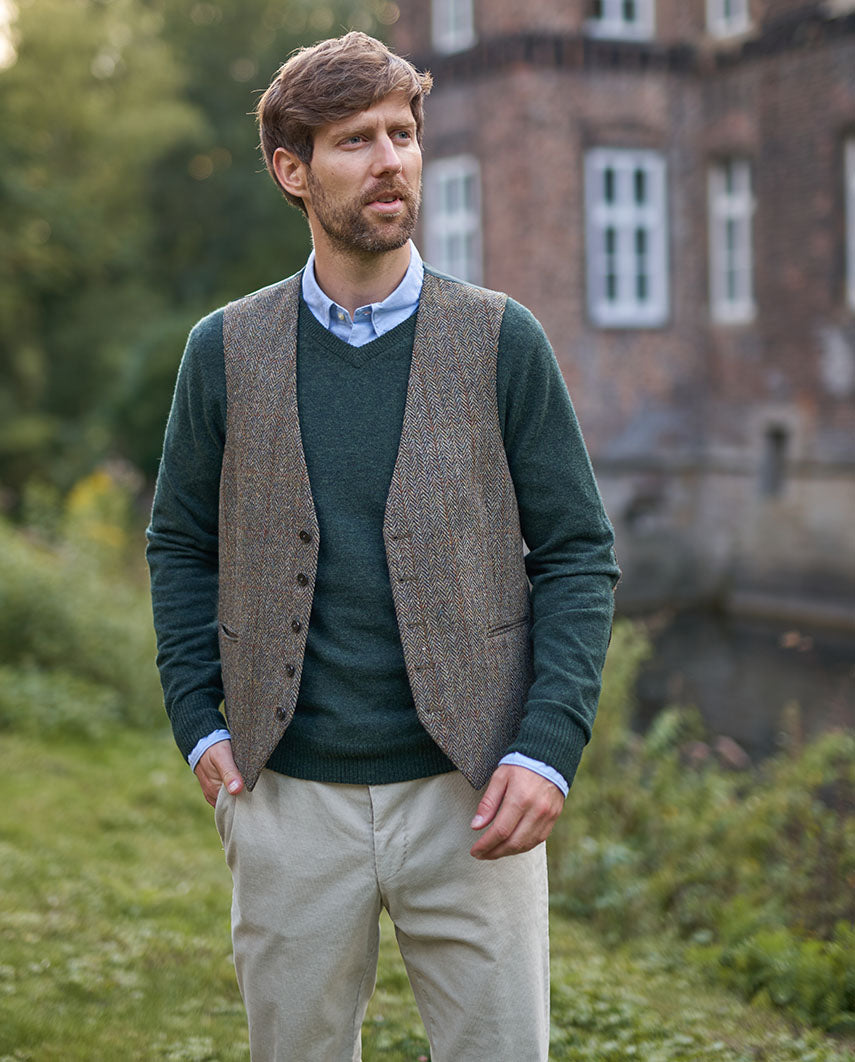 Harris Tweed waistcoat ''Tailor'' in evergreen