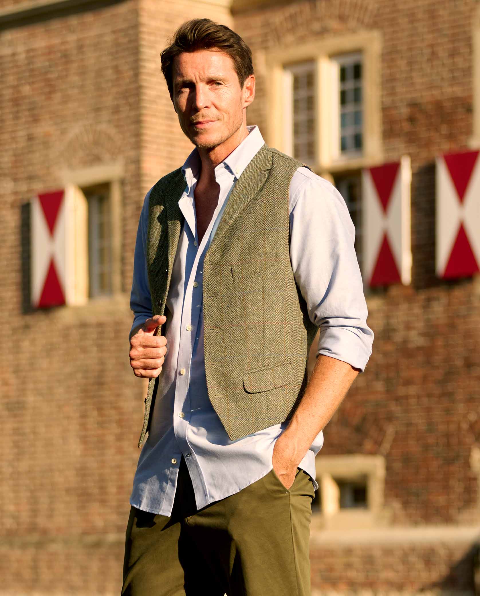 Harris Tweed Weste ''Wales'' in light green