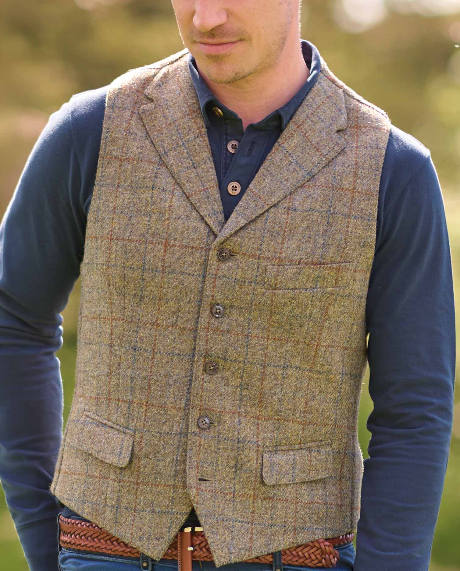 Harris Tweed Weste ''Wales'' in Walnut Check