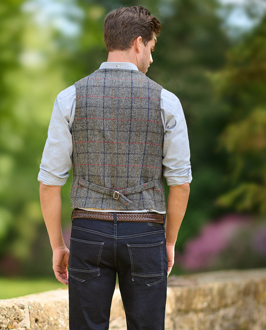 Harris Tweed Weste ''Wales'' in anthra check