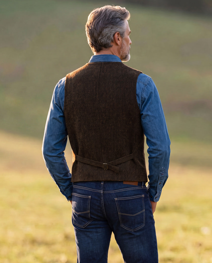 Harris Tweed waistcoat "Wales" in multicolor tweed