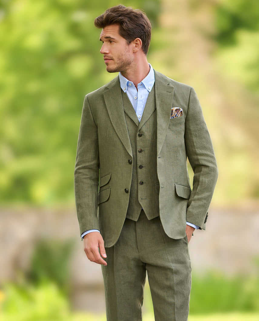 Men's Linen Blazer "London" in Olive