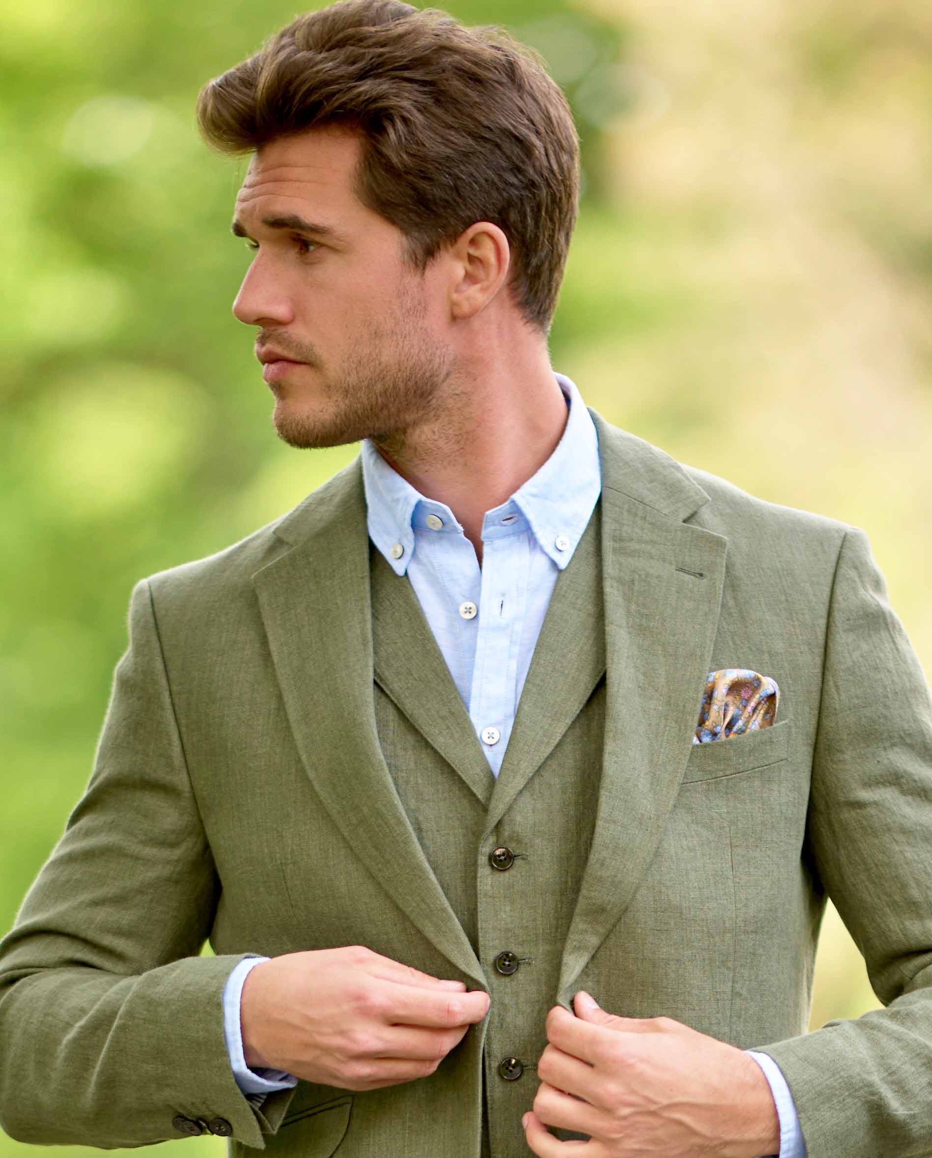 Men's linen jacket ''London'' in olive