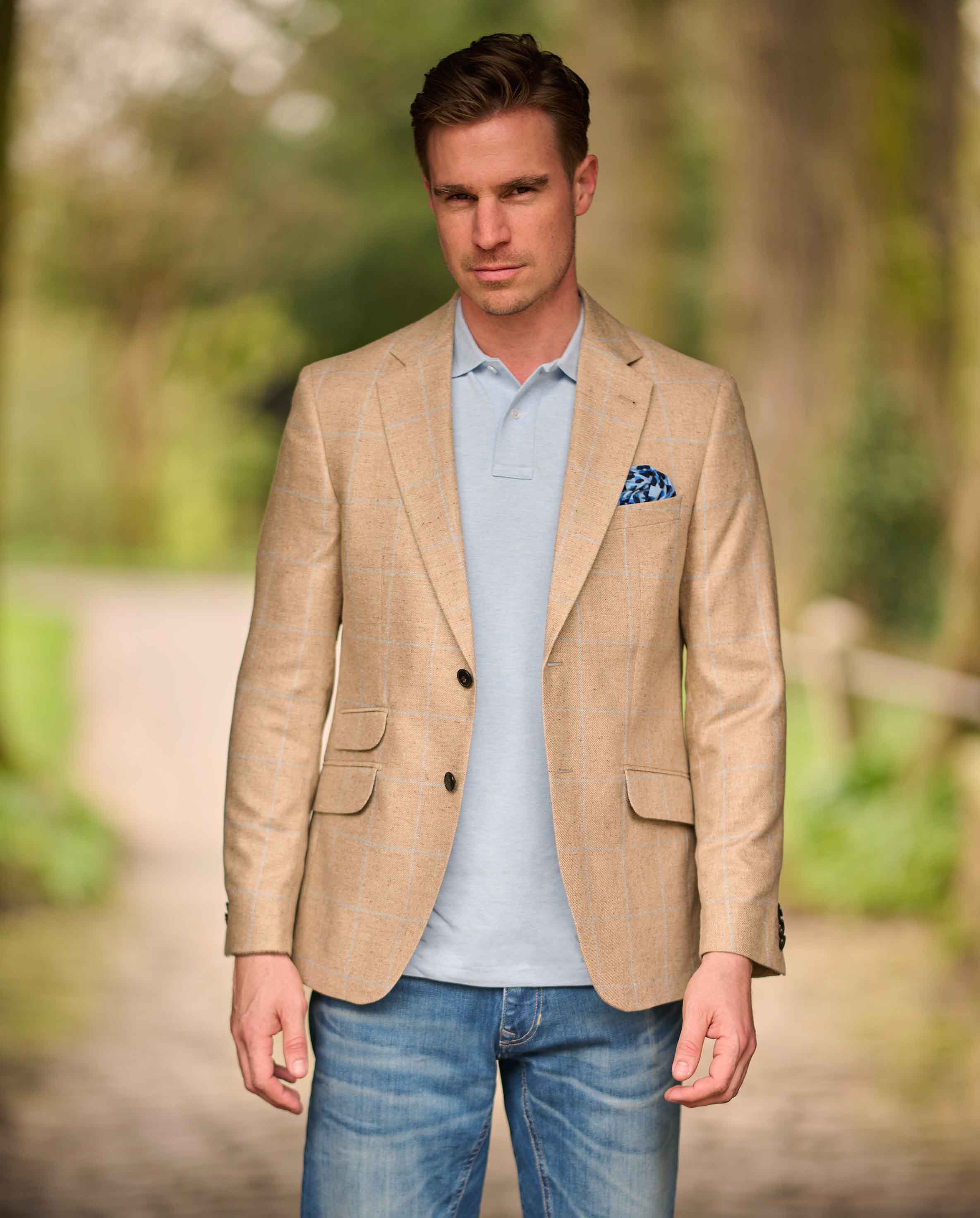 Sommersakko ''London'' aus Seide im beige check