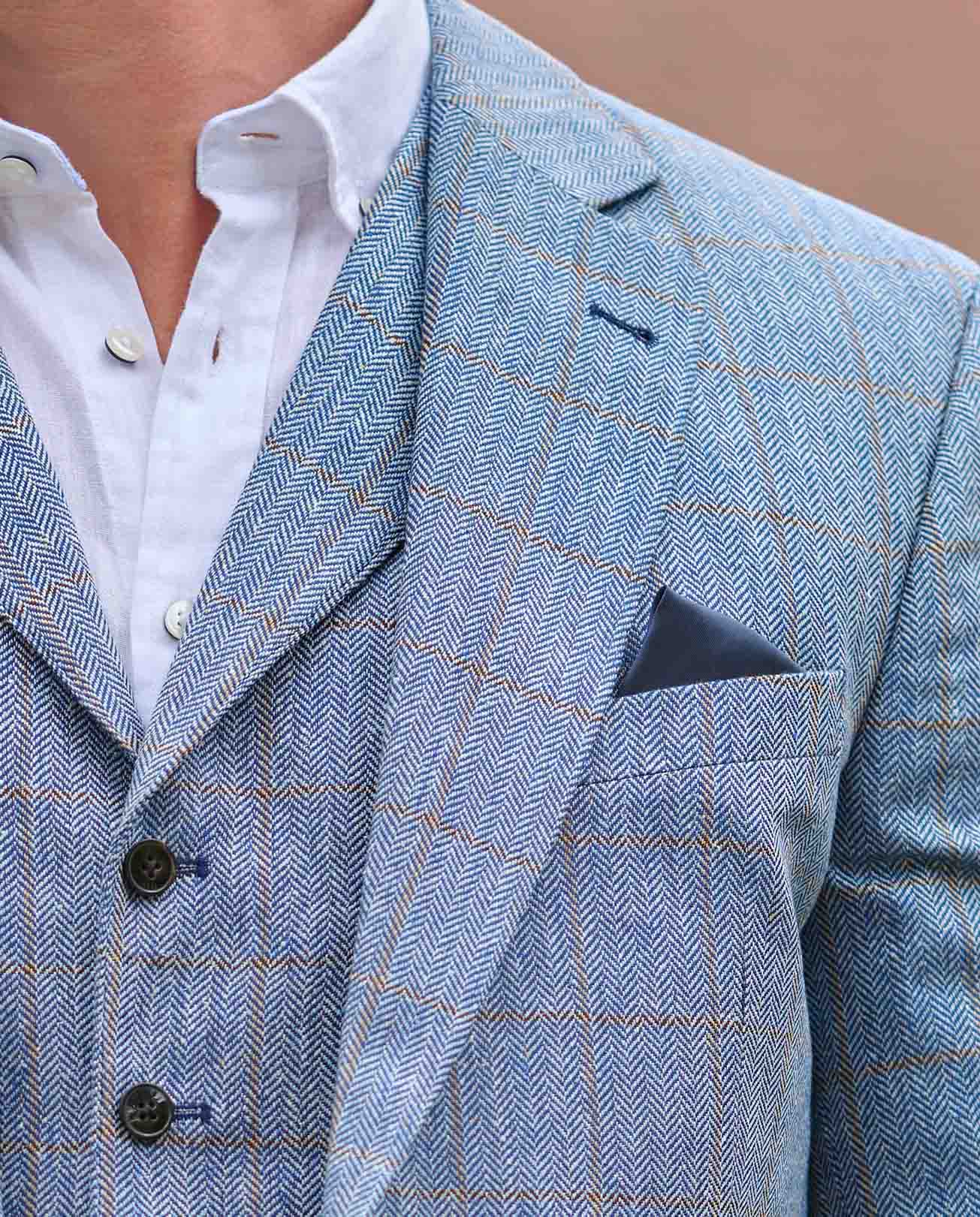 Sommersakko ''London'' aus Seide in light blue check