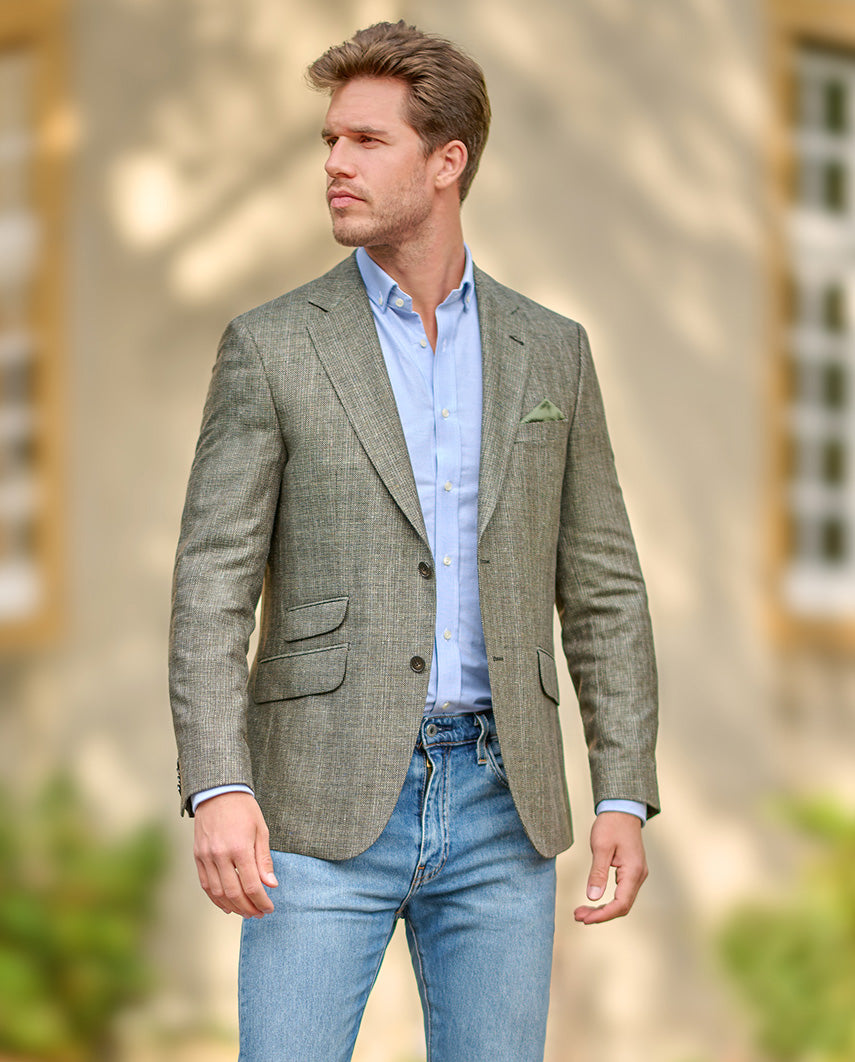 Summer jacket ''London'' made of silk in olive