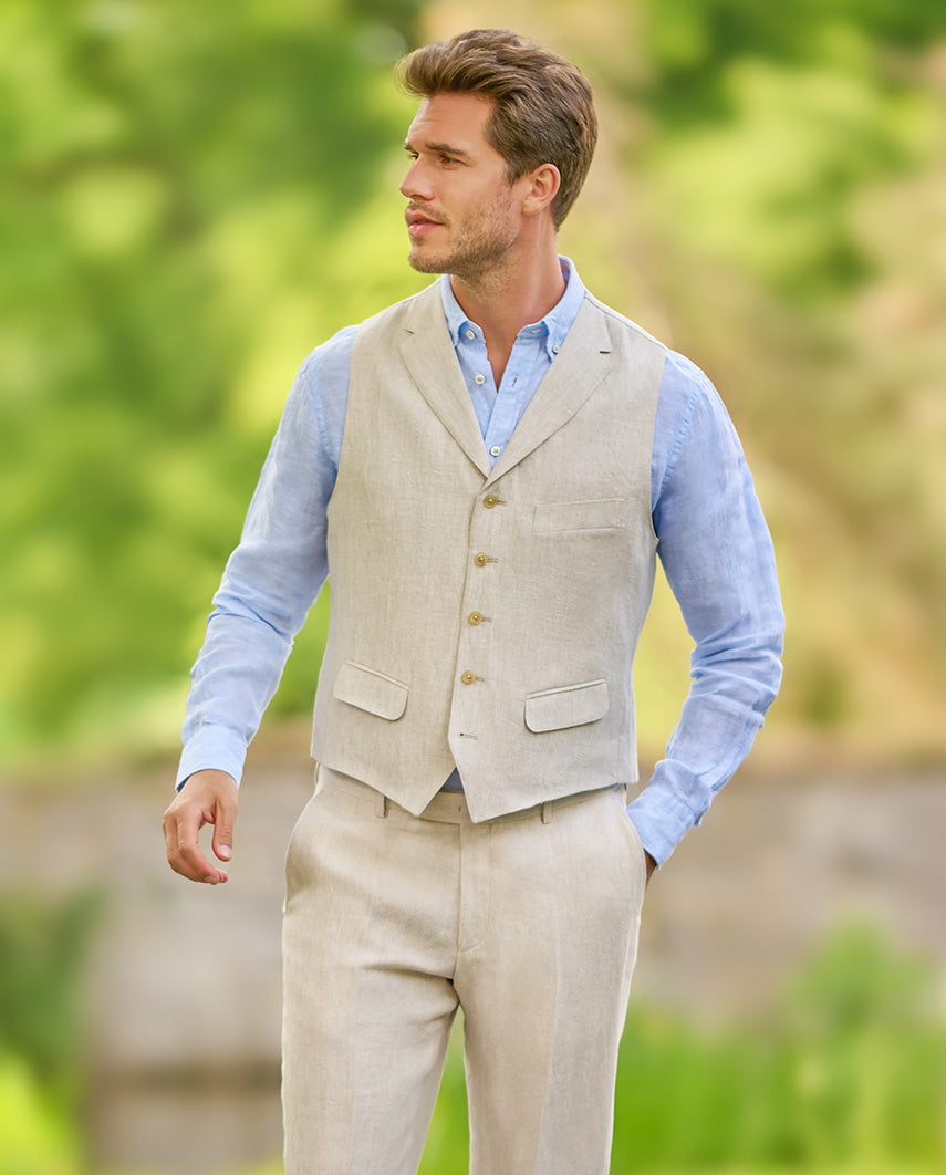 Men's linen vest ''Wales'' in nature