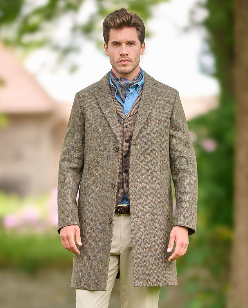 Harris Tweed blazer coat “Barney” for men in evergreen