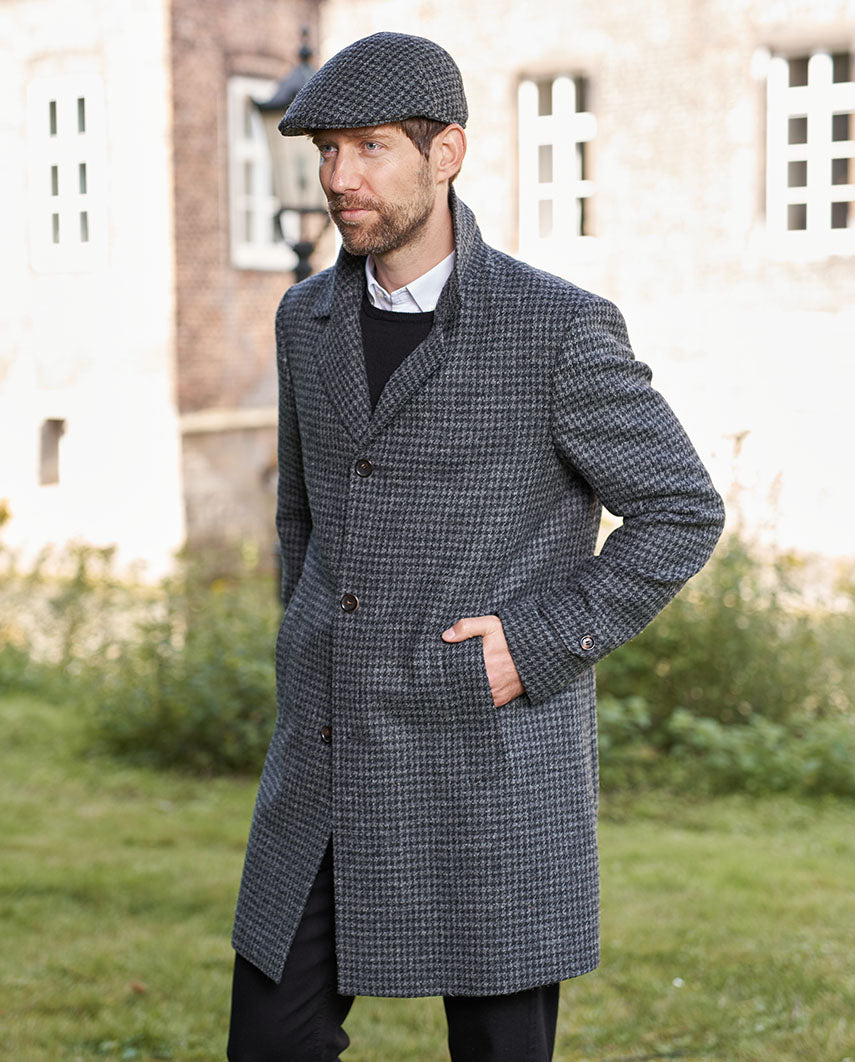 Men's blazer coat ''Billy'' made of Harris Tweed in black Houndstooth