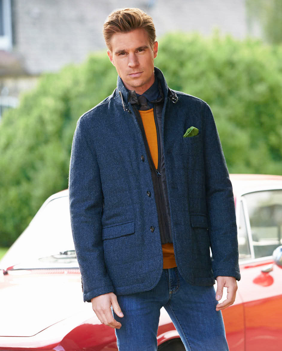 Herren Tweed Jacke ''Austria'' Jacke in blue herringbone