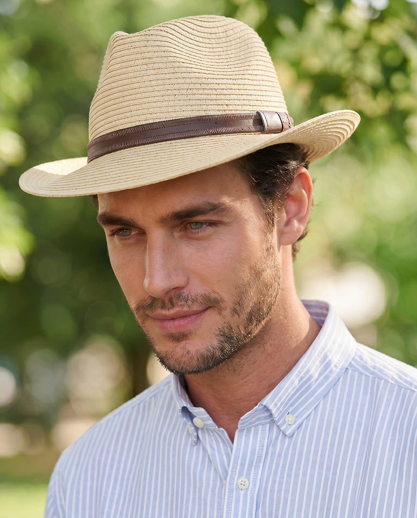 Eleganter,,Jim's Travel Hat'' aus Papierstroh in beige