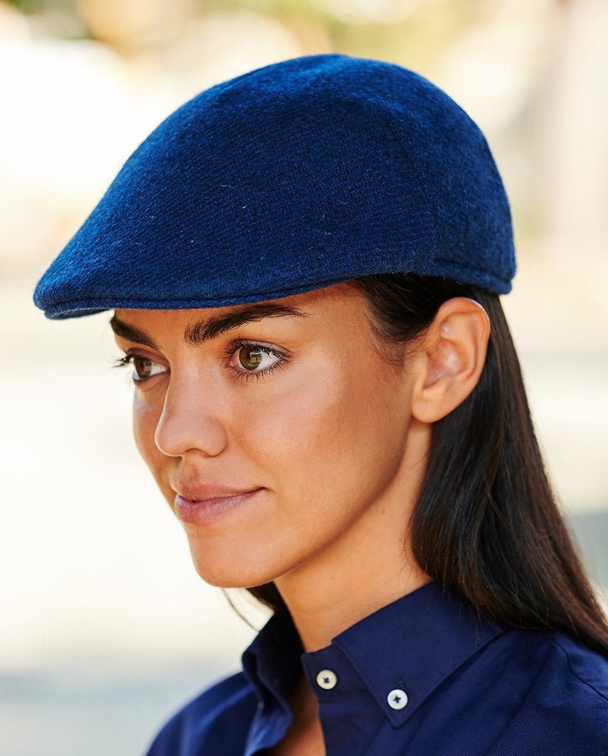 Harris Tweed hat "Henry Cap" in blue twill