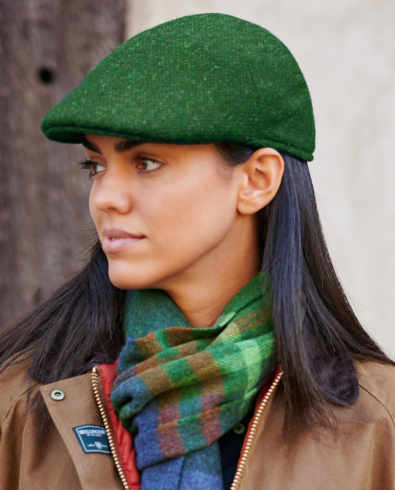 Harris Tweed Mütze ''Henry Cap'' in green Twill