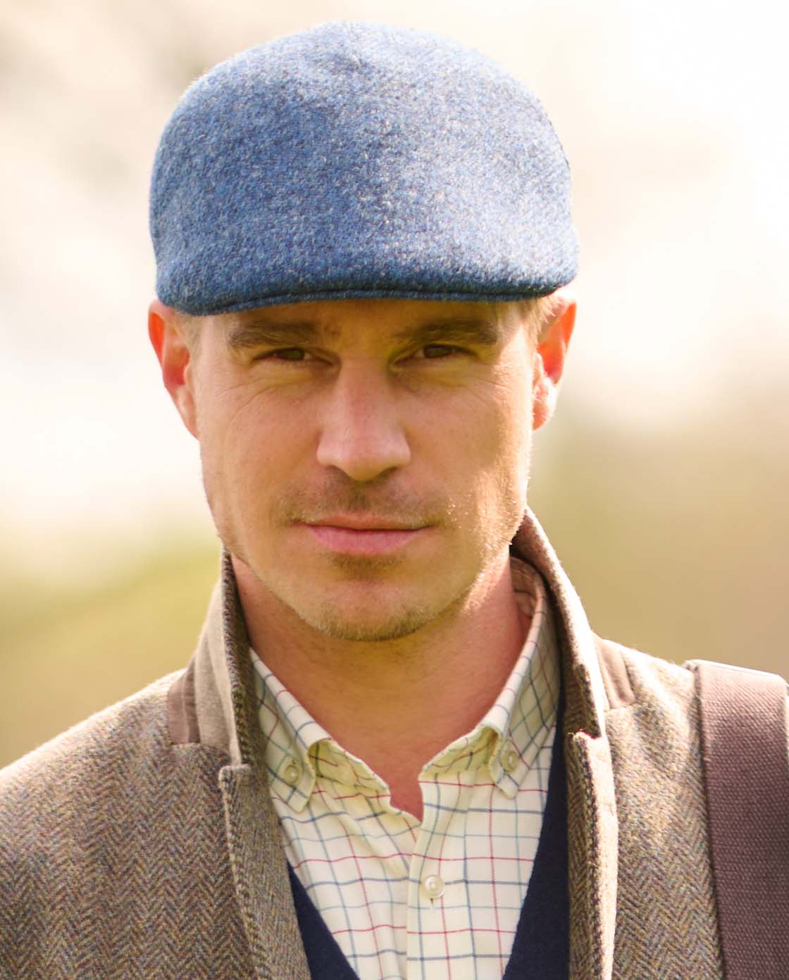Harris Tweed hat "Henry Cap" in blue shadow