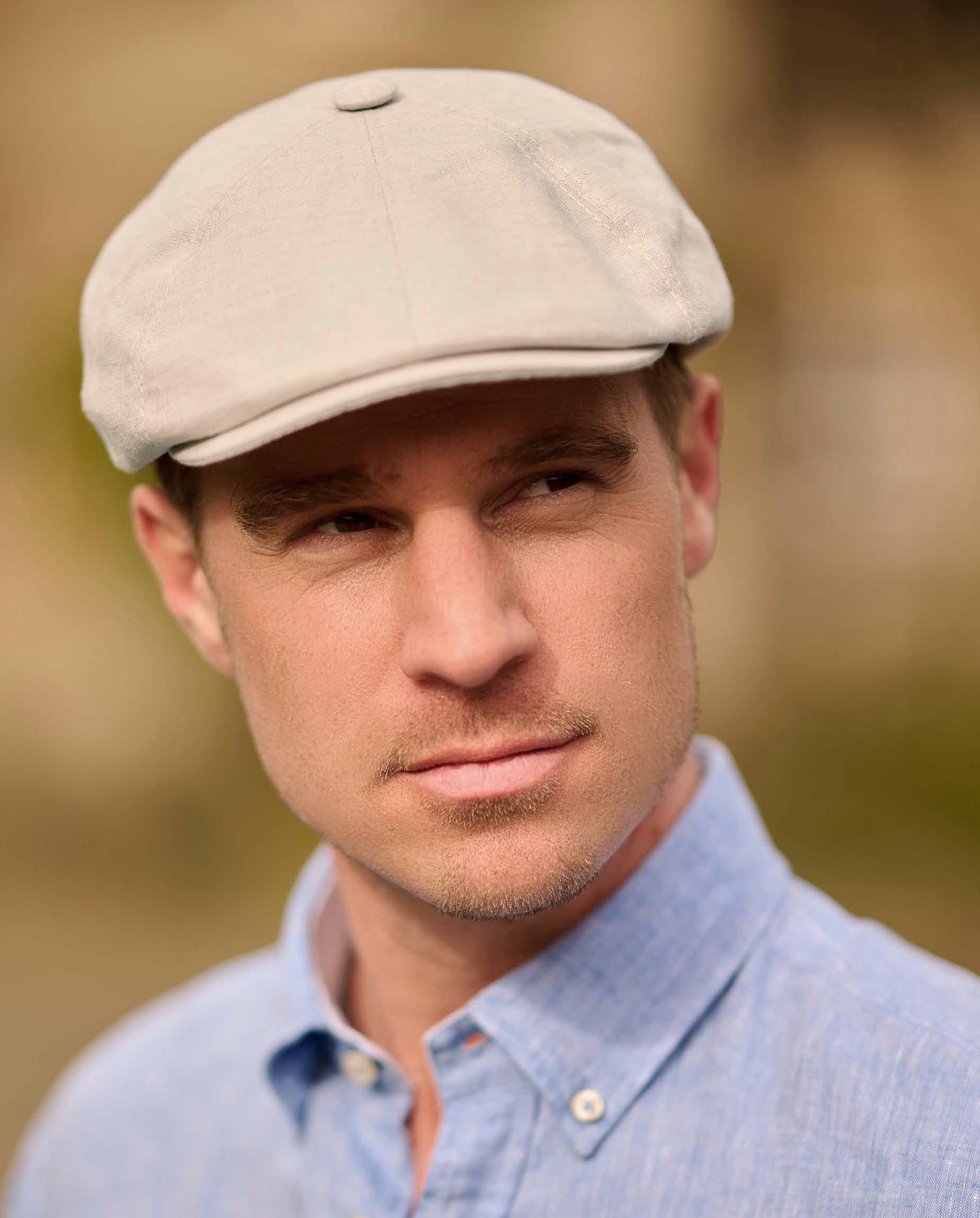 Summery linen balloon cap ''Blake Cap'' in fashionable natural