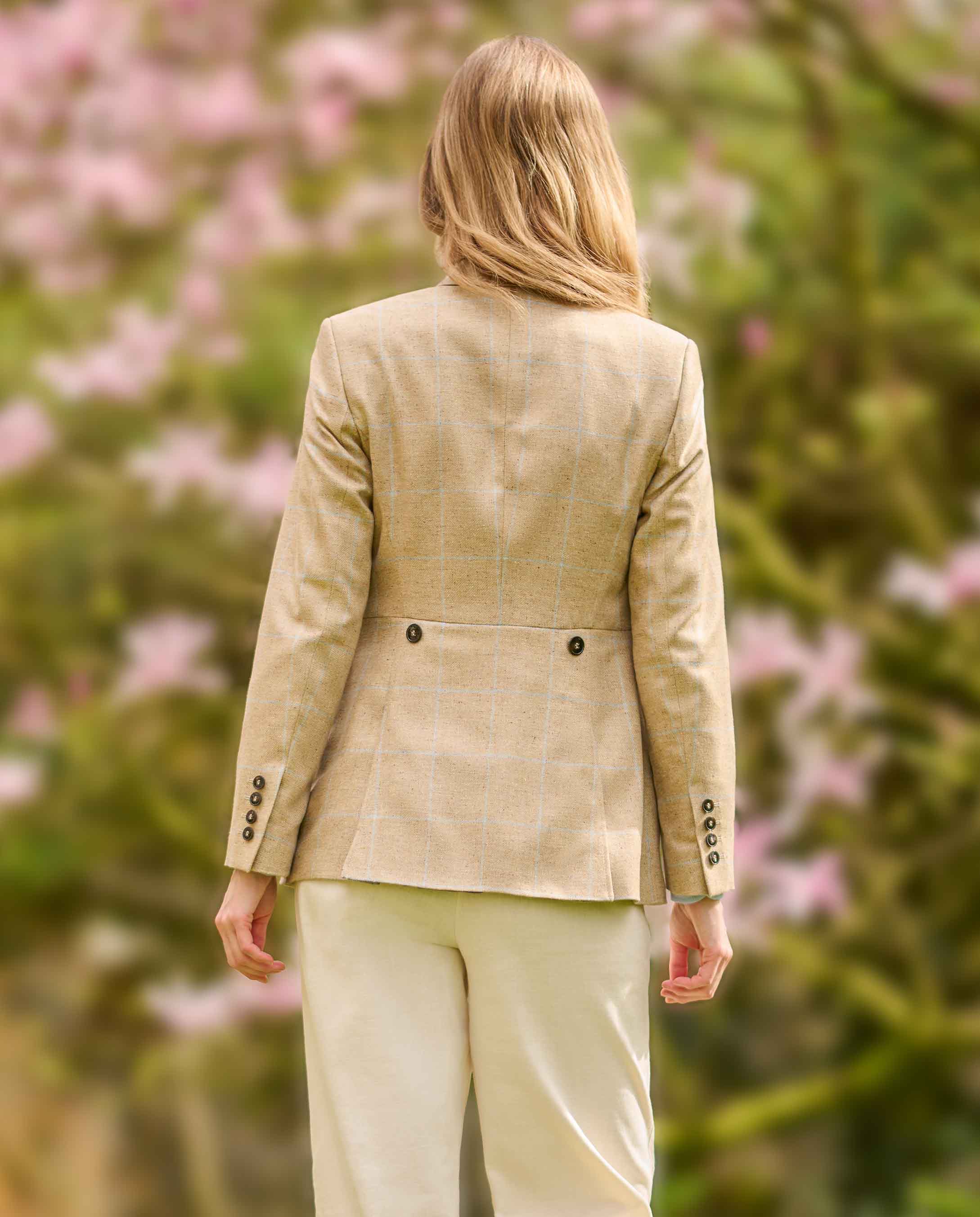 Ladies silk blazer ''Carola'' in beige check