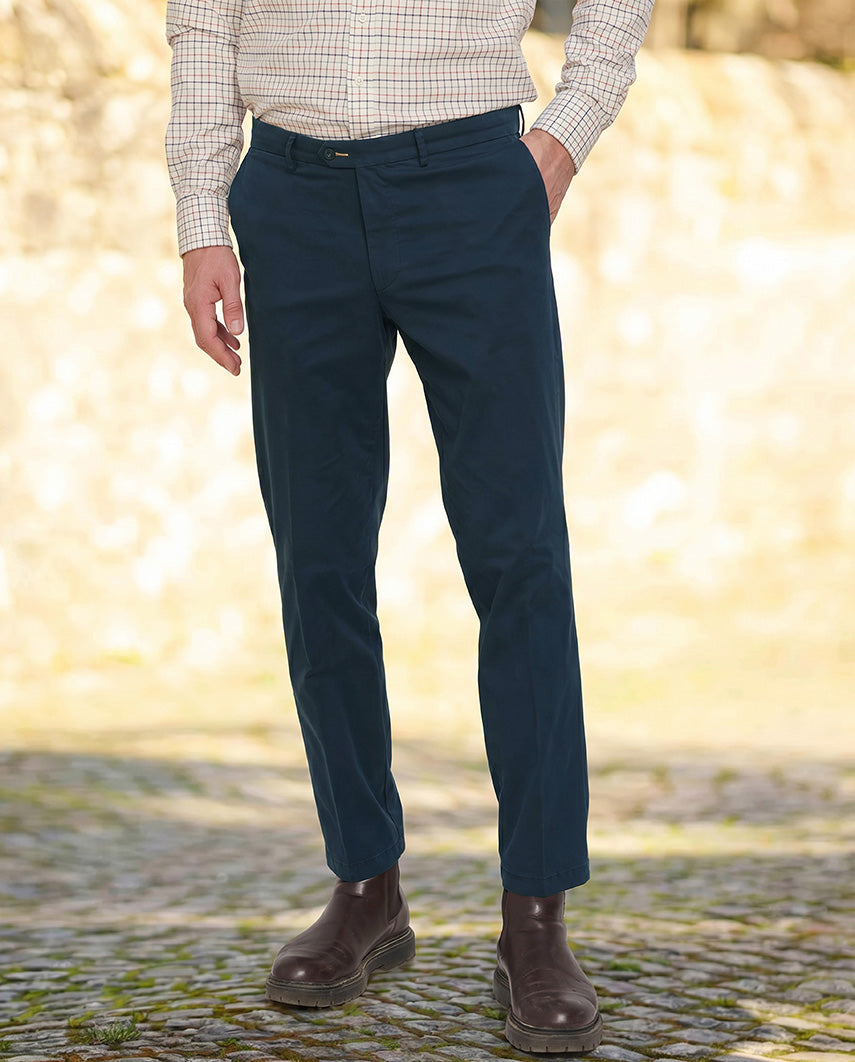 Herren-Winter-Chino "Mr. Jones" in Blue – Premium Pima-Cotton