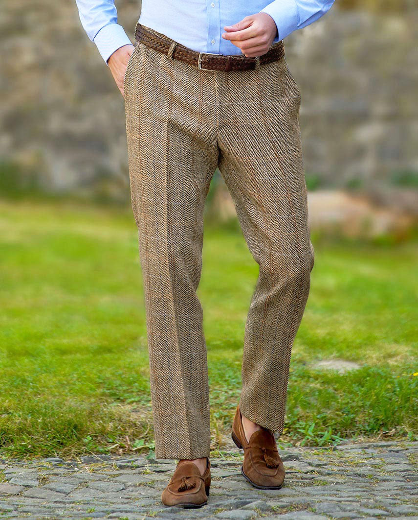 Harris Tweed trousers ''Mr. Miller " in sand herringbone