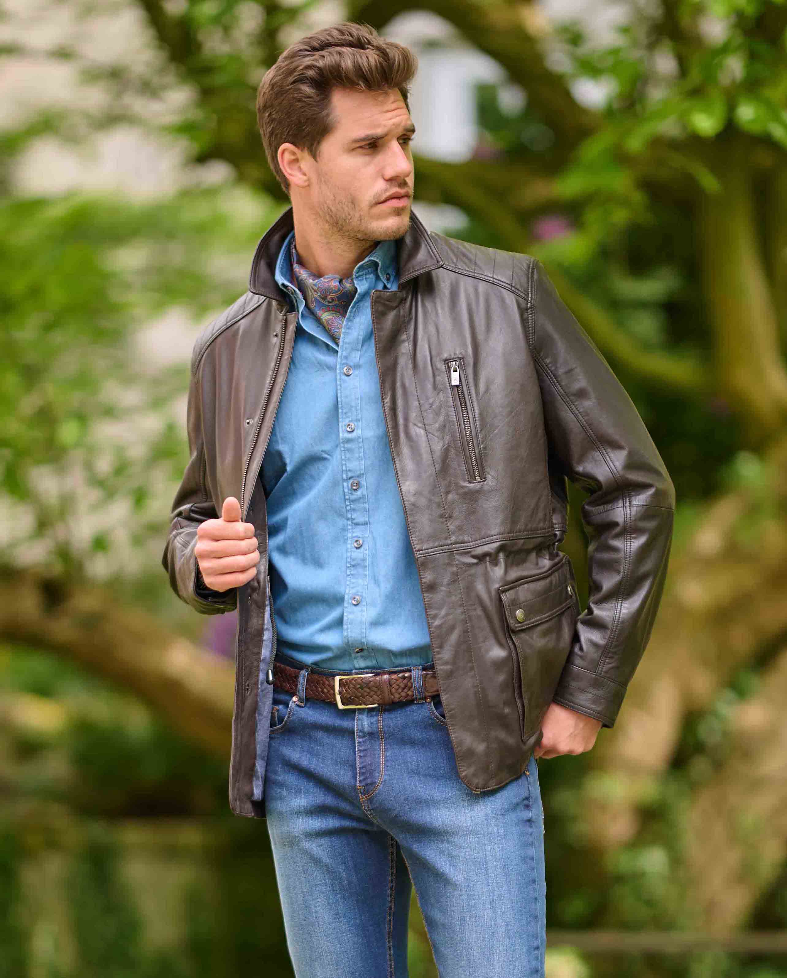 Herren Lederjacke ''Seattle'' aus Lammnappaleder in dark brown