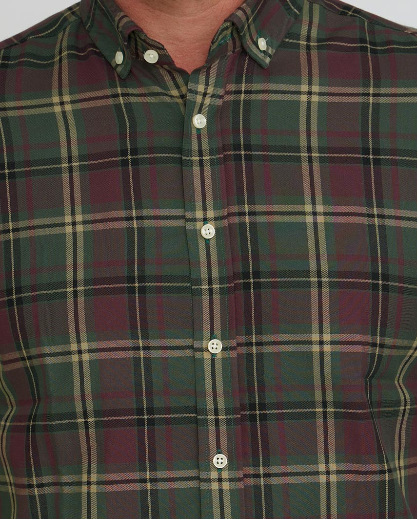 Herrenhemd ‚,Steward'‘ mit Button-Down-Kragen – oliv plum check