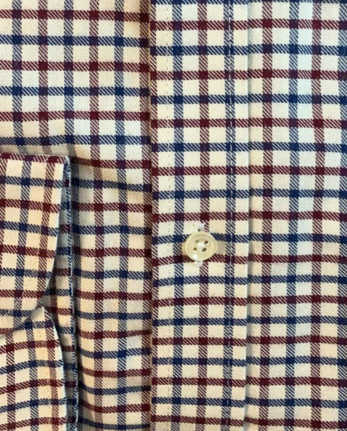 Button Down Hemd ”Steward” im weinrot-blauen Fensterkaro