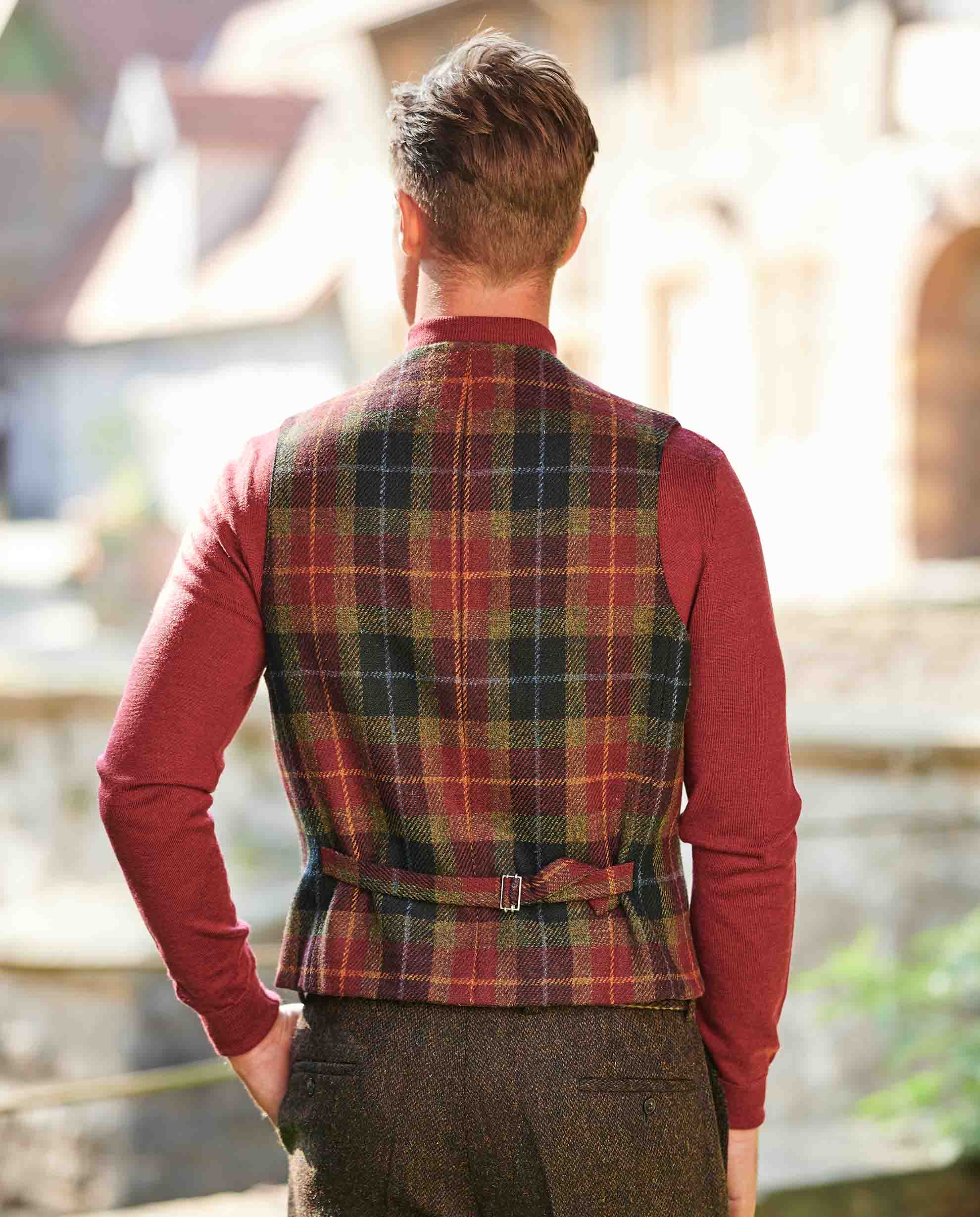 Harris Tweed Vest “Wales” in “Check of Island”