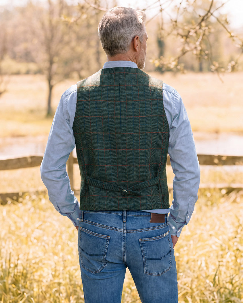 Harris Tweed Weste ''Wales'' in royal green Tweed