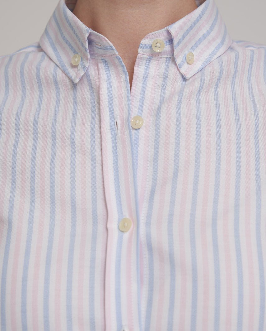 Button-Down Damenbluse "Stella" in rose blue stripe - Wellington of Bilmore