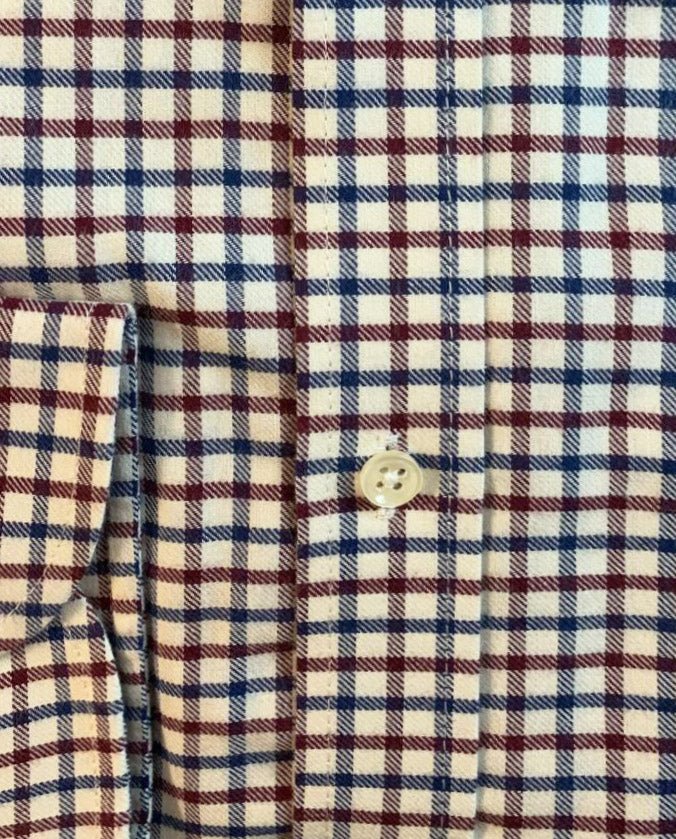 Button Down Hemd ”Steward” im weinrot - blauen Fensterkaro - Wellington of Bilmore
