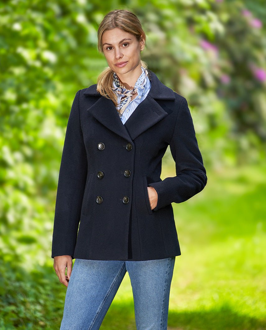 Damen Cabanjacke „Leonie“ aus Woll - Kaschmir - Mix in Navy - Wellington of Bilmore