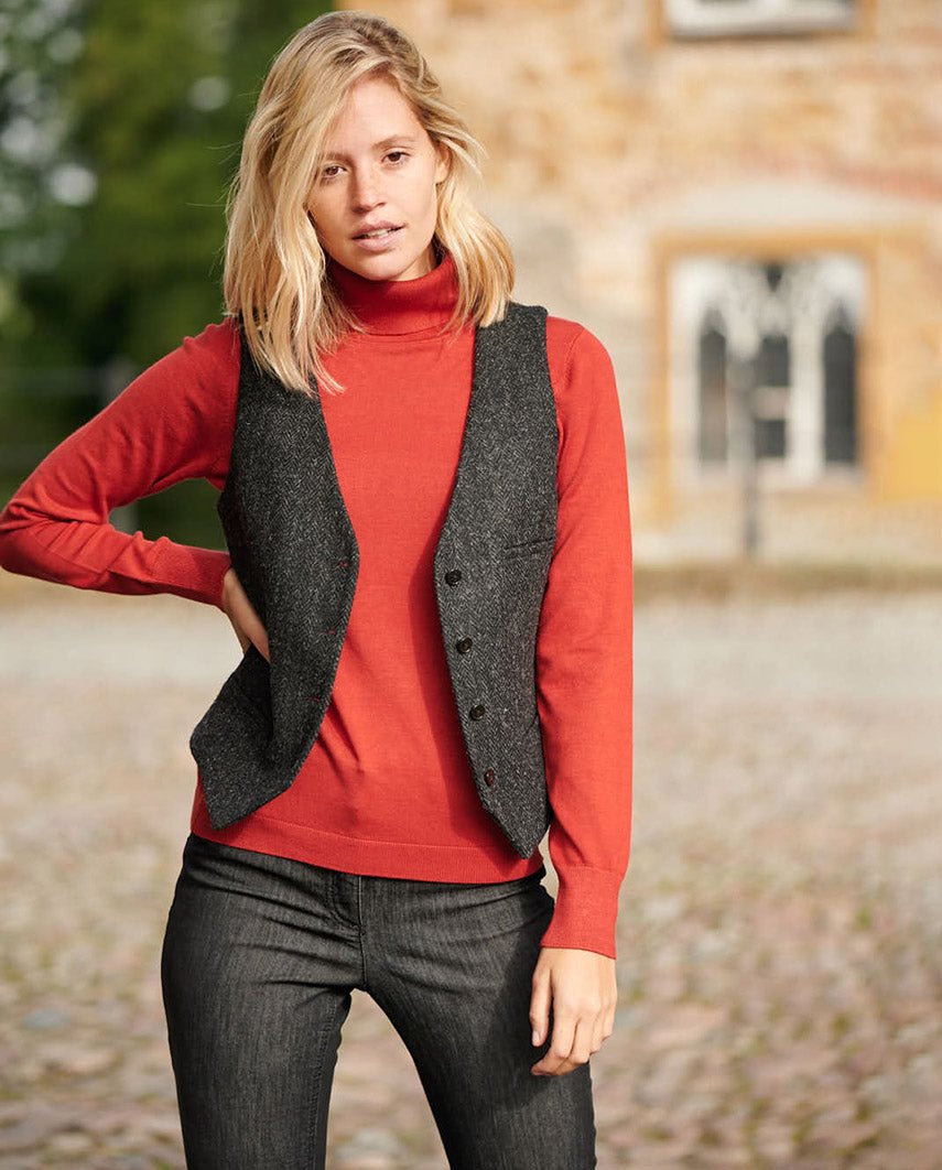 Damen Harris Tweed Weste "Lea" in charcoal - Wellington of Bilmore