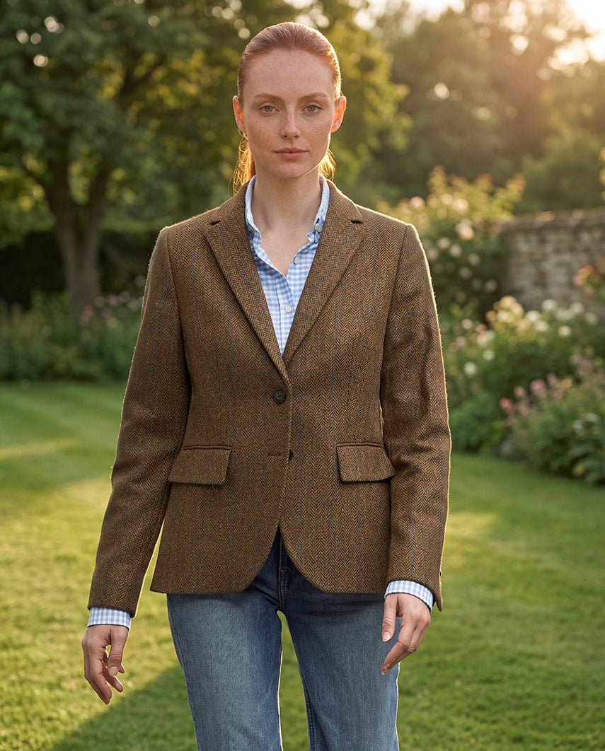 Damenblazer "Ami" aus reiner Schurwolle – country red blue Check - Wellington of Bilmore