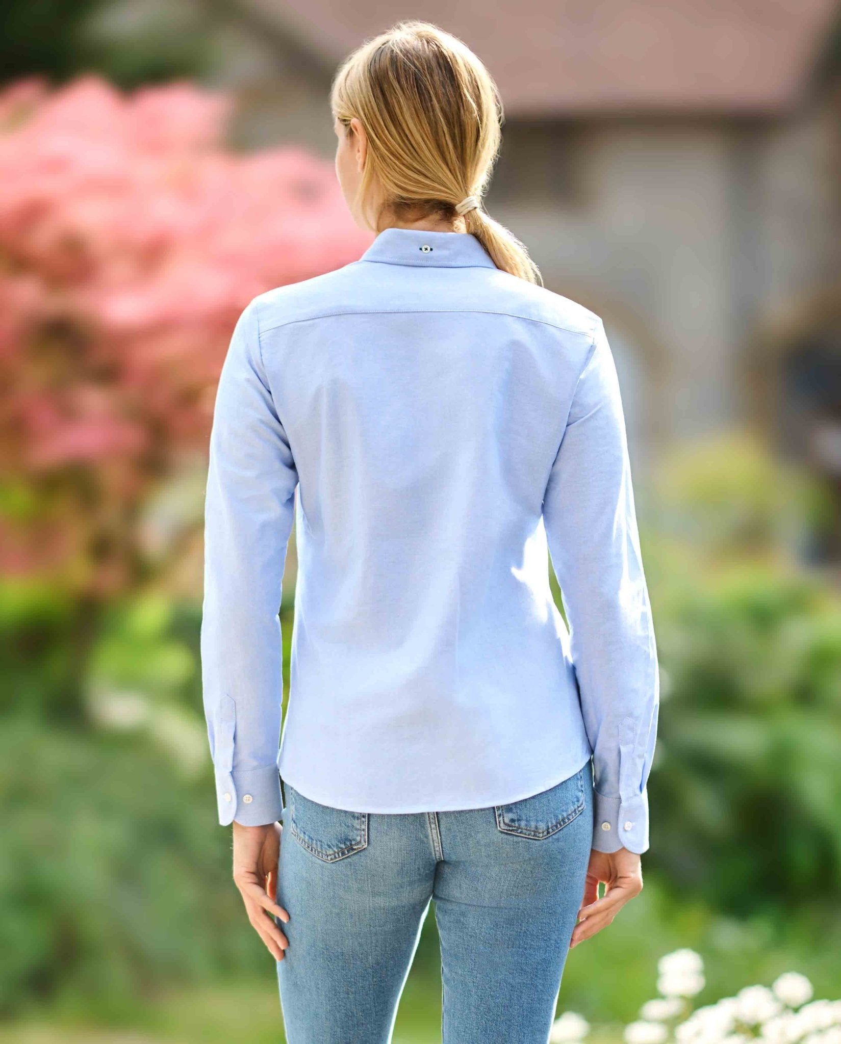 Damenbluse ''Stella'' in Oxford blue - Wellington of Bilmore