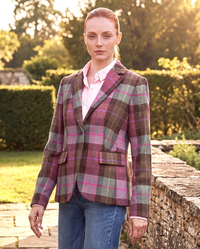 Harris Tweed Blazer "Ami" in Tartan Check - Wellington of Bilmore