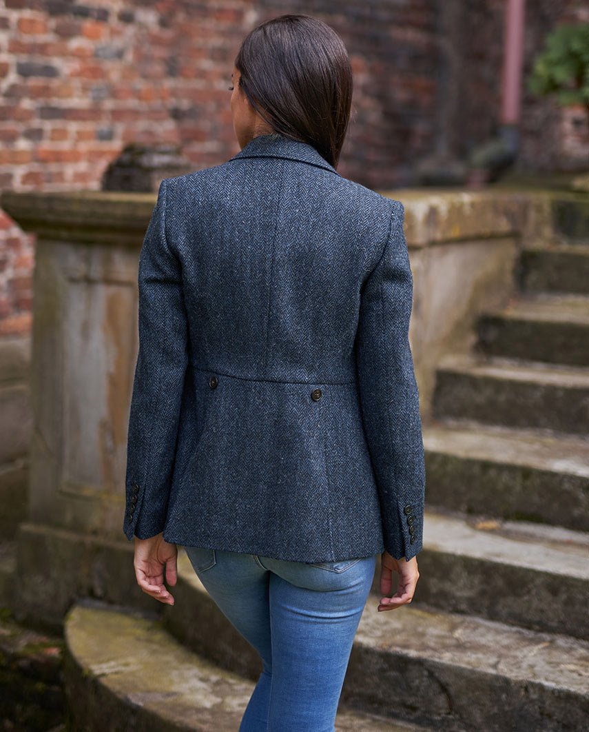 Harris Tweed Blazer ''Carola'' in blue Herringbone - Wellington of Bilmore