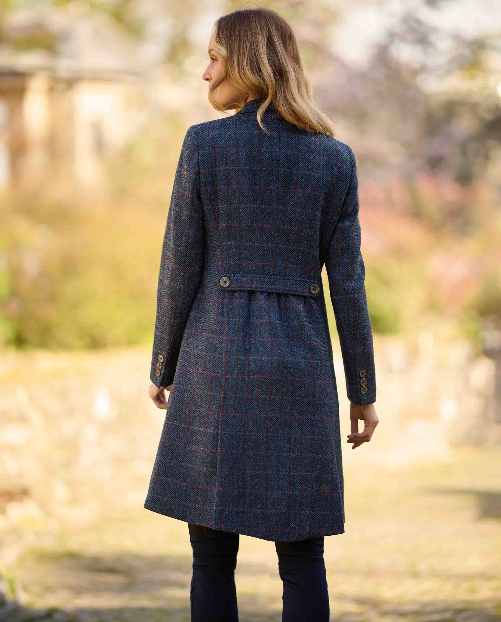 Harris Tweed Damenmantel ''Brenda'' in scottish blue - Wellington of Bilmore