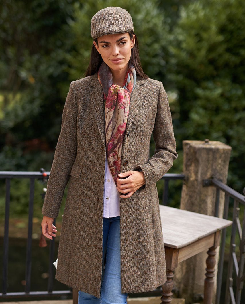 Harris Tweed ladies coat ''Emilia'' in evergreen