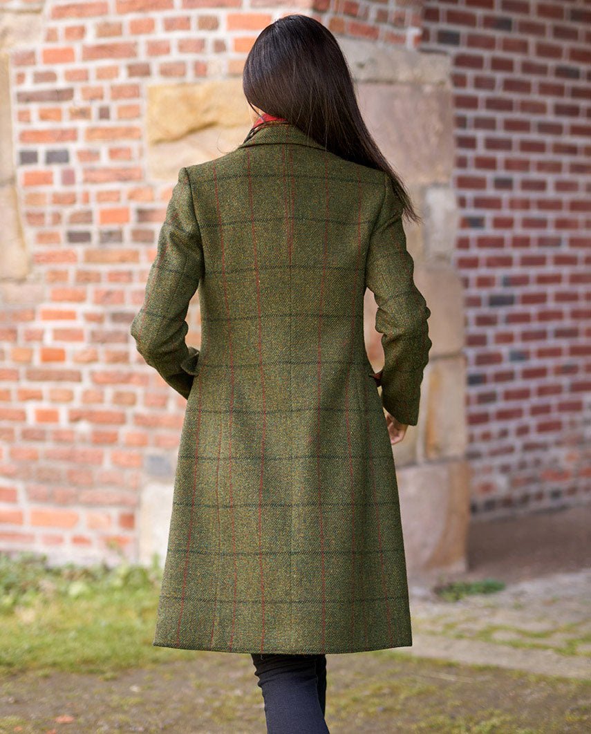 Harris Tweed Damenmantel ''Emilia'' in green overcheck - Wellington of Bilmore