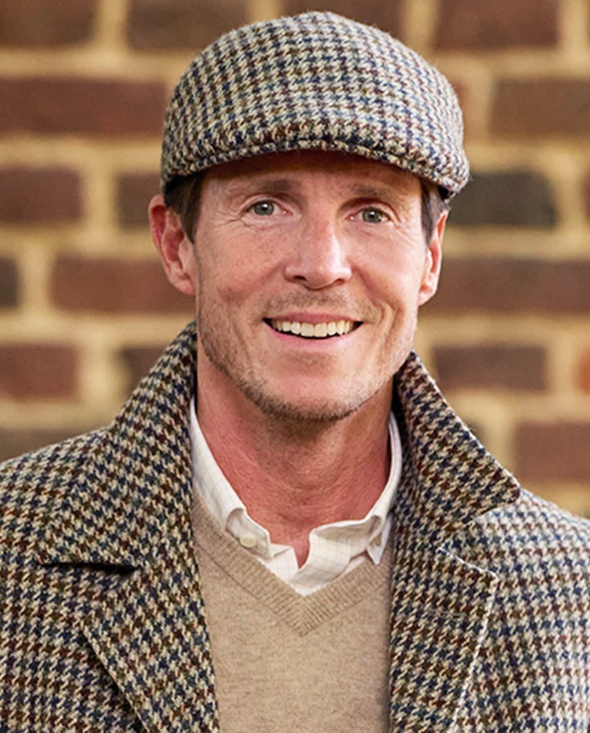 Harris Tweed Mütze "Henry Cap" in houndstooth Tweed - Wellington of Bilmore