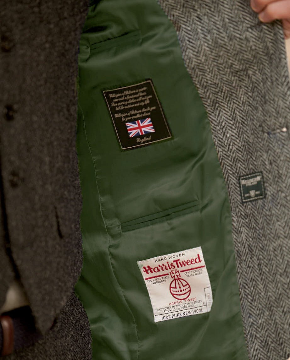 Harris Tweed Sakko "London" in black herringbone - Wellington of Bilmore