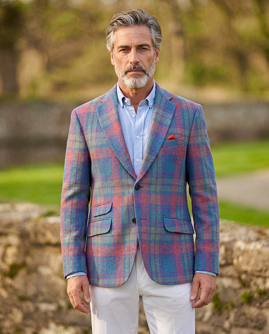 Harris Tweed Sakko ''London'' in cornflower check - Wellington of Bilmore