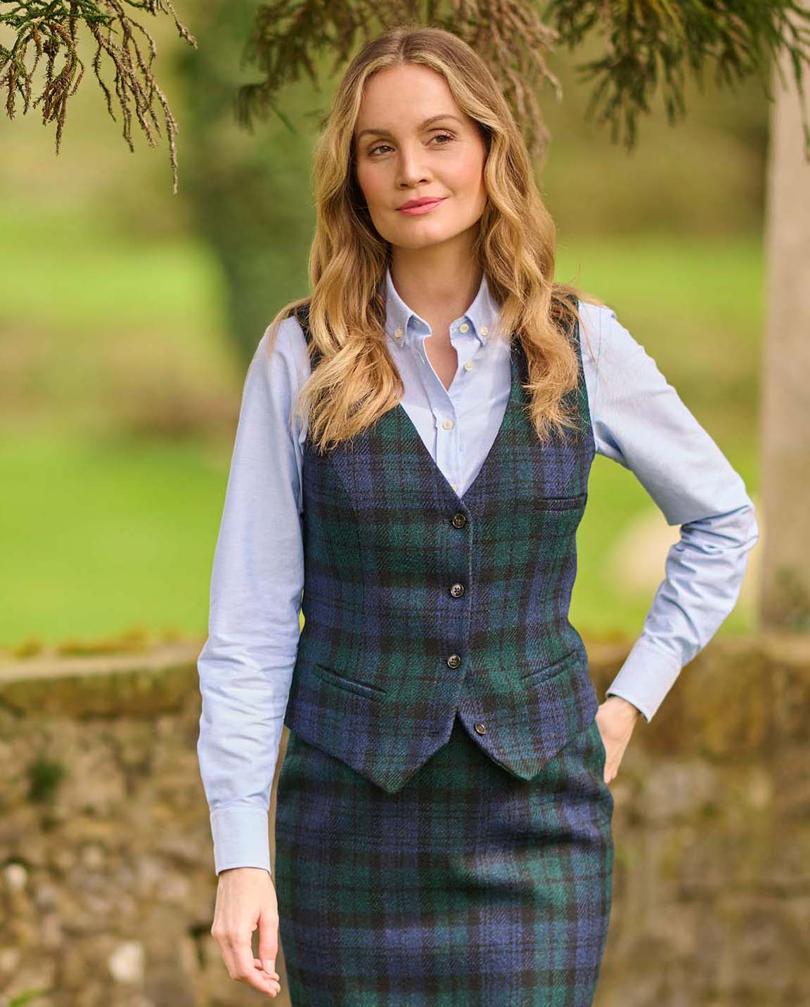 Harris Tweed Weste "Lea" in blackwatch - Wellington of Bilmore