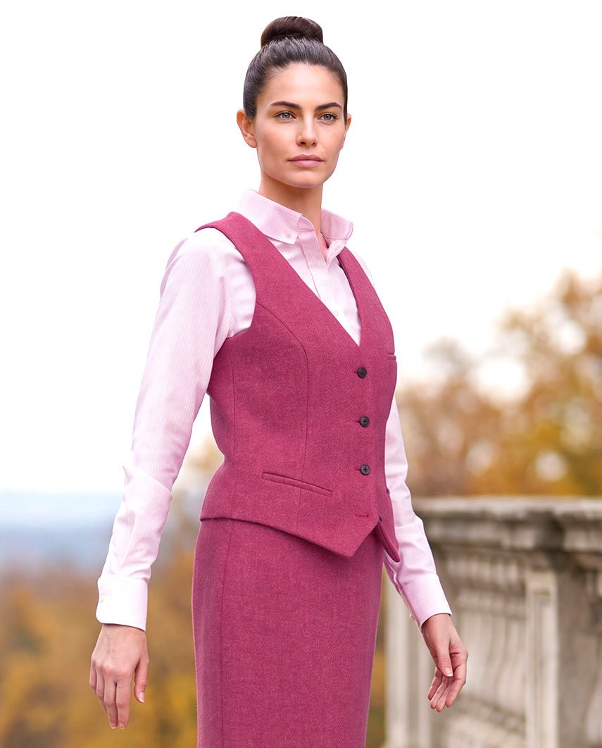 Harris Tweed Weste "Lea" in pink - Wellington of Bilmore